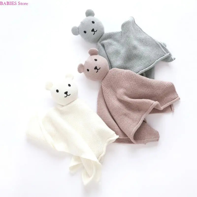 C9GB Bear Pattern Snuggle Toy for Newborns Infant Toddlers Boy Girl Baby Soft Sleeping Dolls Cotton Soothe Appease Towel