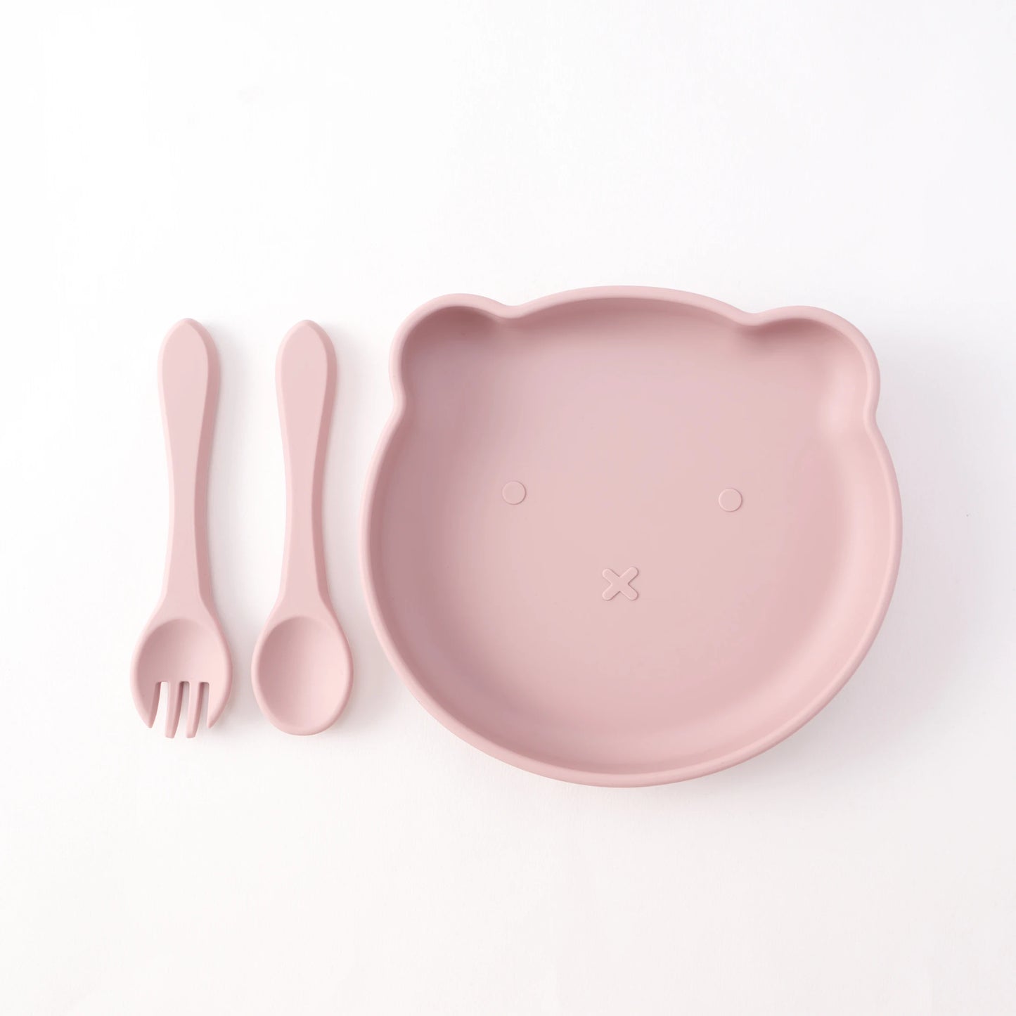 3PCS Bear Silicone Baby Suction Bowls Plates Set With Spoon Fork Self Feeding Weaning Tableware BPA Free Kids Mealtime