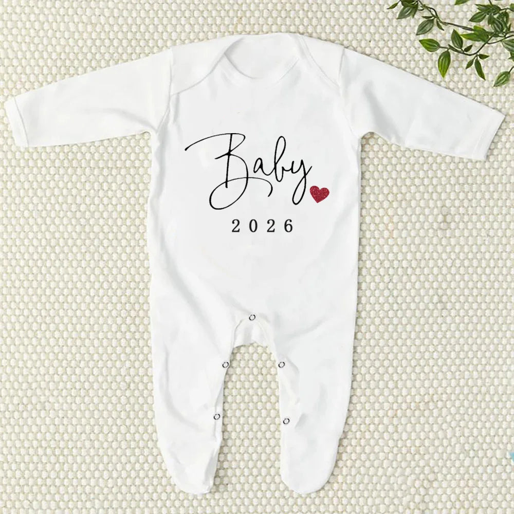 Comming Soon Baby 2026 Jumpsuit Baby Announcement Bodysuit Sleepsuit Newborn Hospital Coming Home Outfit Pregnancy Reveal Romper