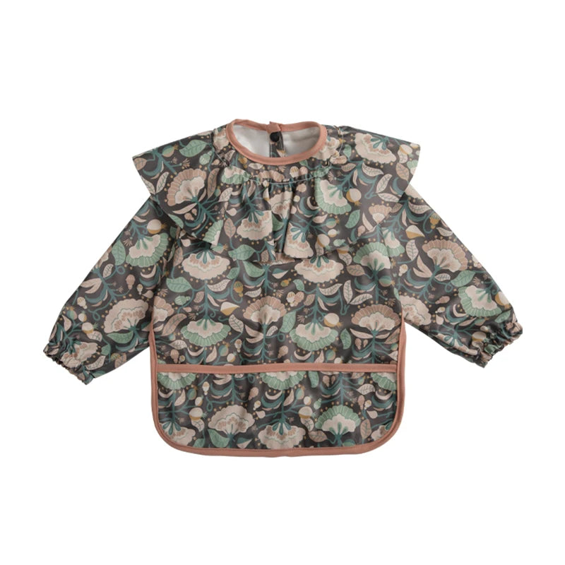 Baby Feeding Bibs Angel Wings Kids Waterproof Long Sleeve Art Smock Baby Stuff Anti-dirty Dinning Apron with Pocket for Newborn