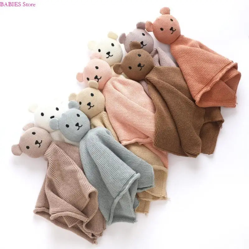 C9GB Bear Pattern Snuggle Toy for Newborns Infant Toddlers Boy Girl Baby Soft Sleeping Dolls Cotton Soothe Appease Towel