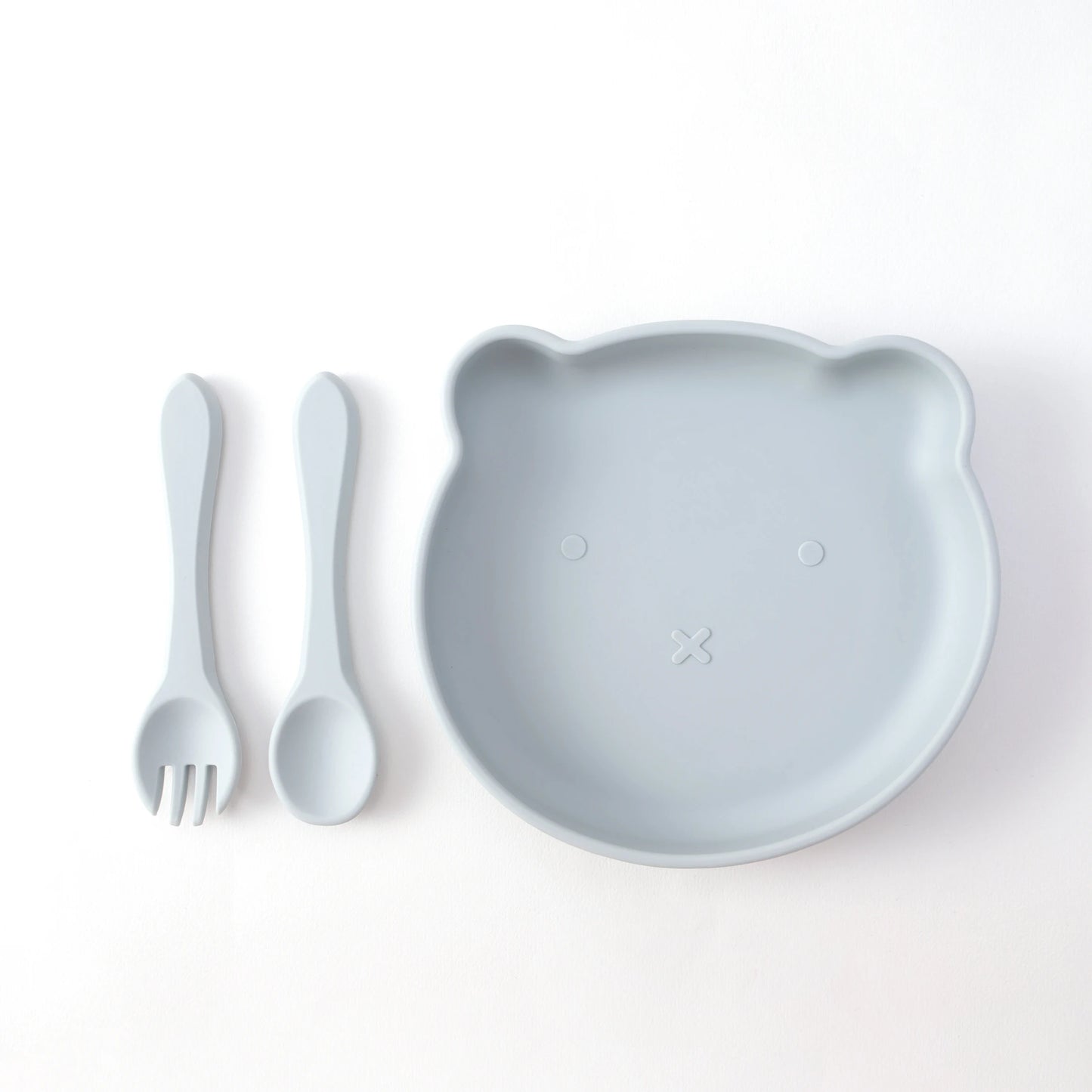 3PCS Bear Silicone Baby Suction Bowls Plates Set With Spoon Fork Self Feeding Weaning Tableware BPA Free Kids Mealtime