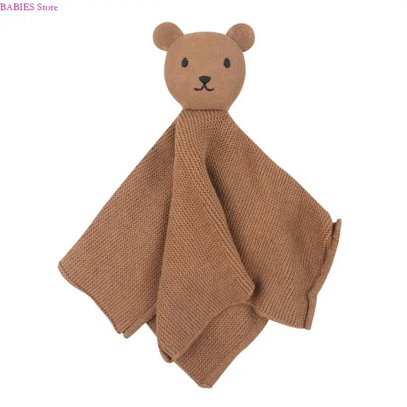 C9GB Bear Pattern Snuggle Toy for Newborns Infant Toddlers Boy Girl Baby Soft Sleeping Dolls Cotton Soothe Appease Towel