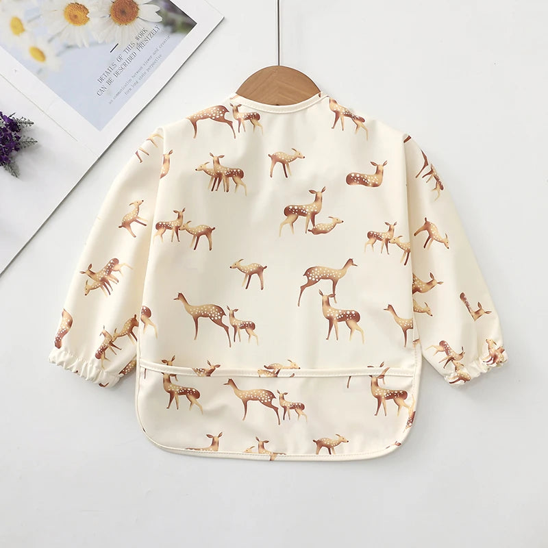 Infant Feeding Bibs Waterproof Long Sleeve Kids Apron with Pocket Toddler Burp Cloth Boys Girls Anti-dirty Art Smock Baby Stuff