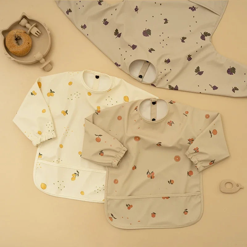 Baby Waterproof Feeding Bib Kid Long Sleeve Painting Art Smock for Little Boy Girl Adjustable Anti-dirty Child Meal Eating Apron