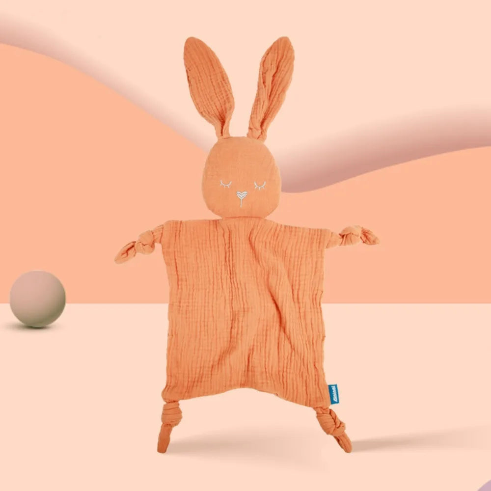 Cute Soft Baby Cotton Gauze Blanket Rabbit Ears Sensory Toy Soothe Appease Towel Cute Doll Cartoon Handkerchief Kids Sleep