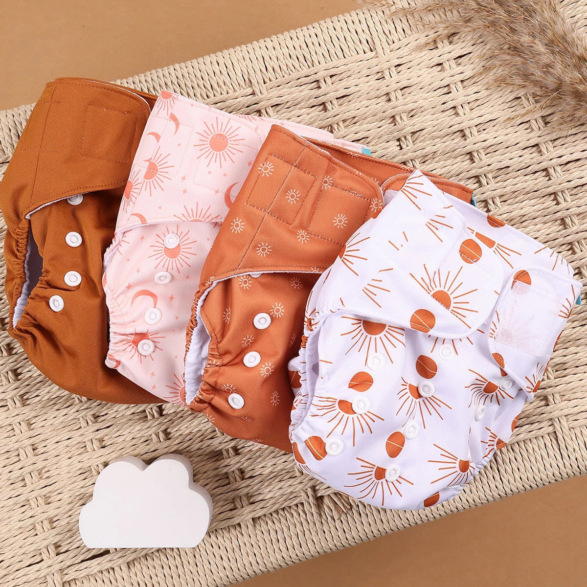 Happyflute 4pcs/Set Washable Eco-Friendly Cloth Diaper Cover Adjustable Nappy Reusable Cloth Diapers Cloth Nappy fit 3-15kg Baby