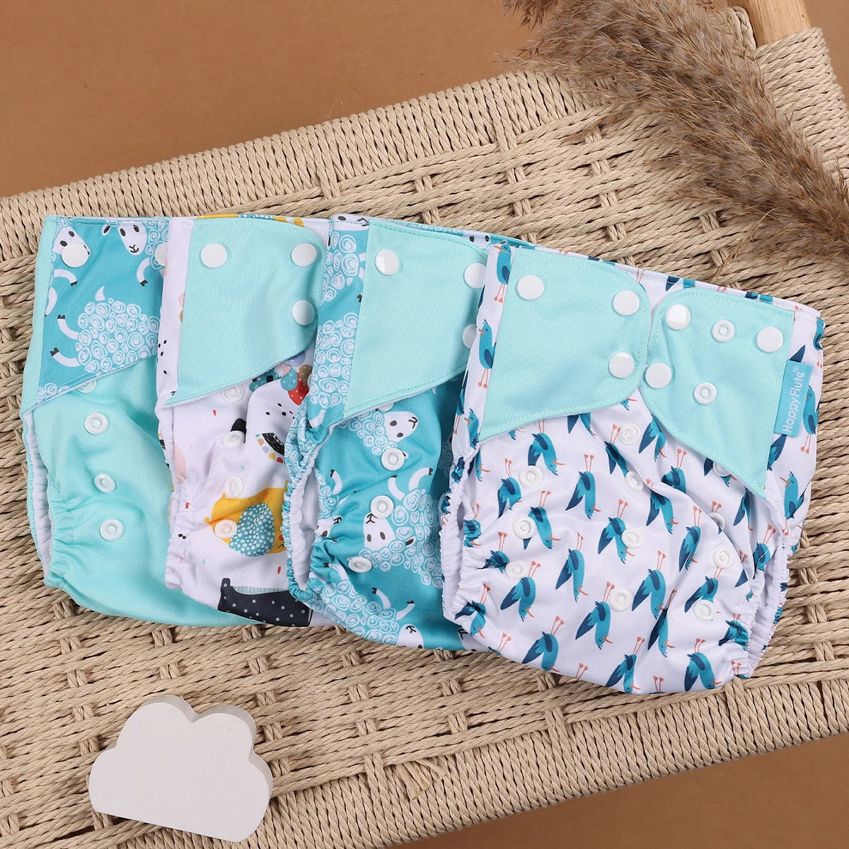 Happyflute 4pcs/Set Washable Eco-Friendly Cloth Diaper Cover Adjustable Nappy Reusable Cloth Diapers Cloth Nappy fit 3-15kg Baby