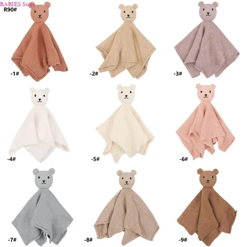 C9GB Bear Pattern Snuggle Toy for Newborns Infant Toddlers Boy Girl Baby Soft Sleeping Dolls Cotton Soothe Appease Towel