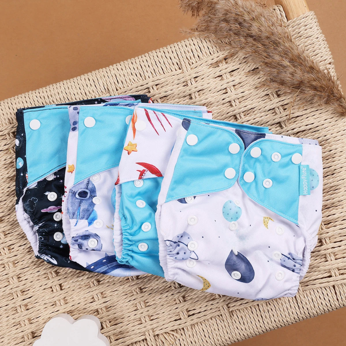 Happyflute 4pcs/Set Washable Eco-Friendly Cloth Diaper Cover Adjustable Nappy Reusable Cloth Diapers Cloth Nappy fit 3-15kg Baby