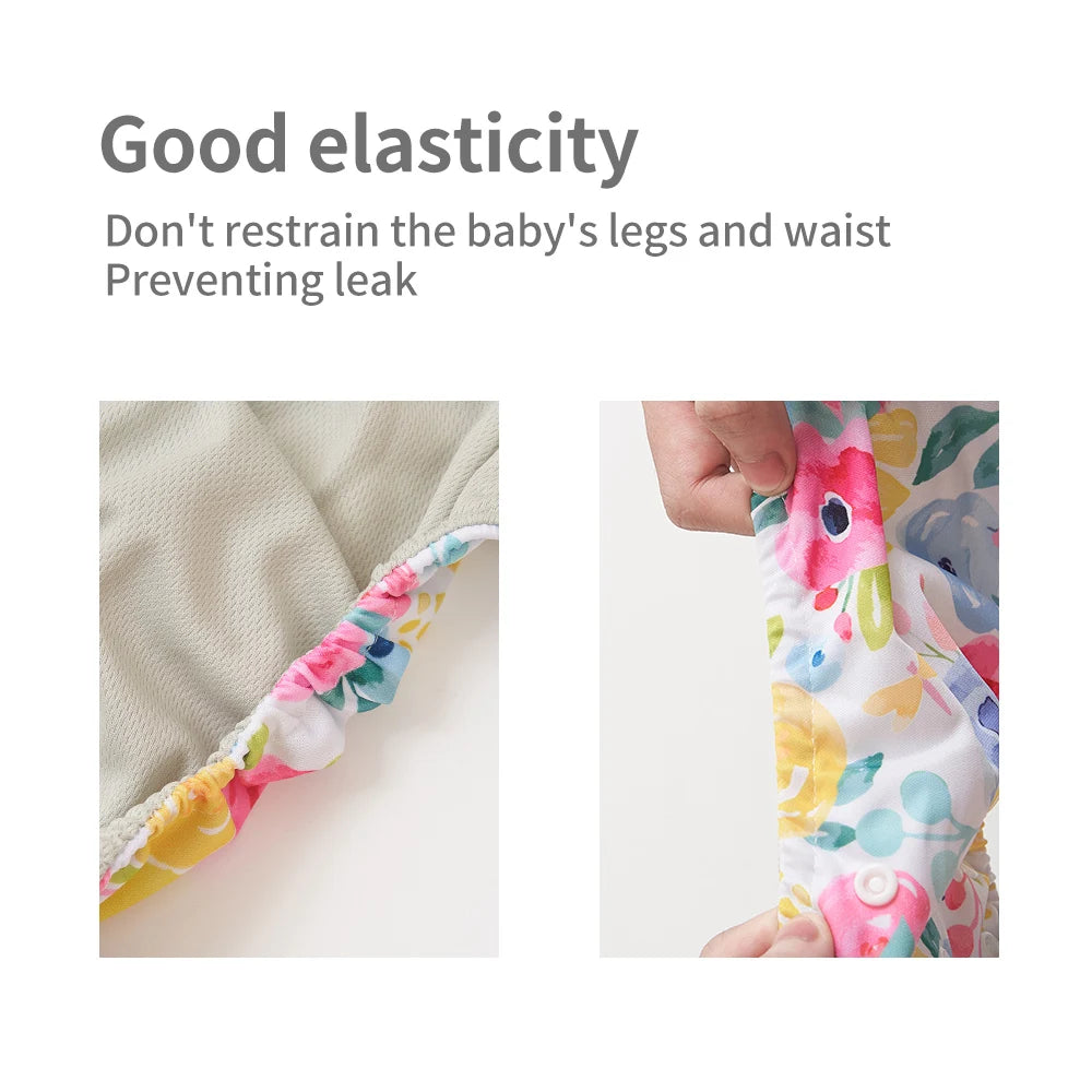 Elinfant Wholesale 4pcs/set Washable Baby Nappies Gray Mesh Cloth Diaper Adjustable & Reusable Pocket Diapers