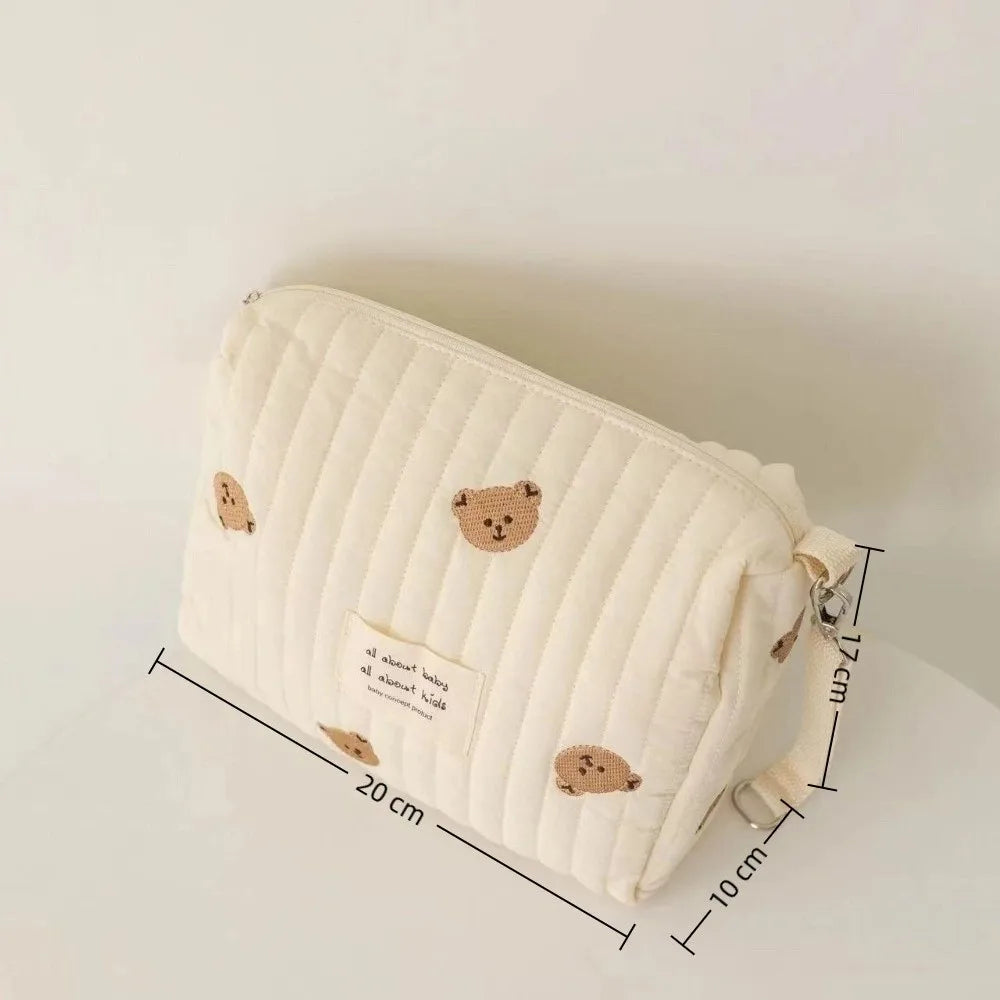 Cute Zipper Cotton Diaper Bag Embroidery Cute Print Baby Nappy Organizer Mommy Bag Newborn