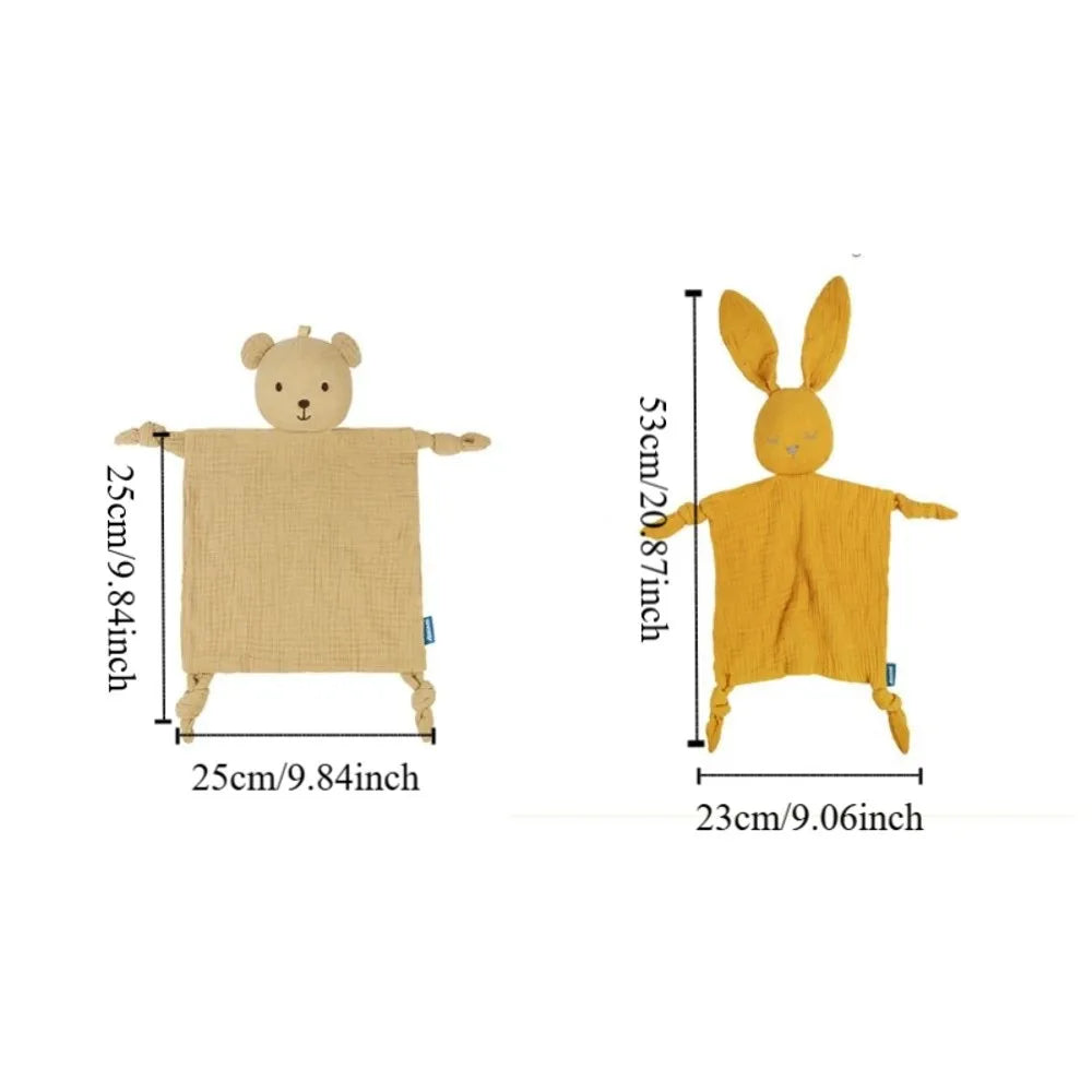 Cute Soft Baby Cotton Gauze Blanket Rabbit Ears Sensory Toy Soothe Appease Towel Cute Doll Cartoon Handkerchief Kids Sleep