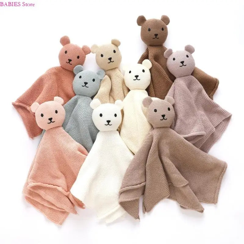 C9GB Bear Pattern Snuggle Toy for Newborns Infant Toddlers Boy Girl Baby Soft Sleeping Dolls Cotton Soothe Appease Towel