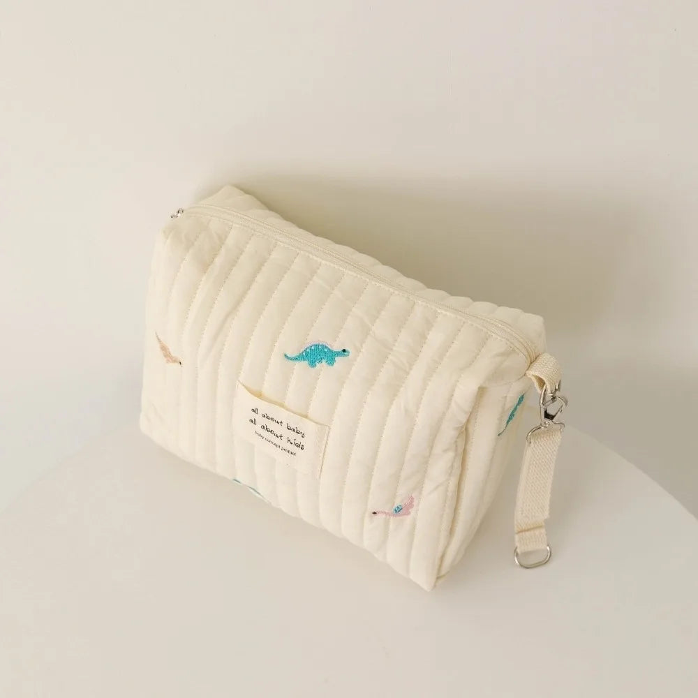 Cute Zipper Cotton Diaper Bag Embroidery Cute Print Baby Nappy Organizer Mommy Bag Newborn