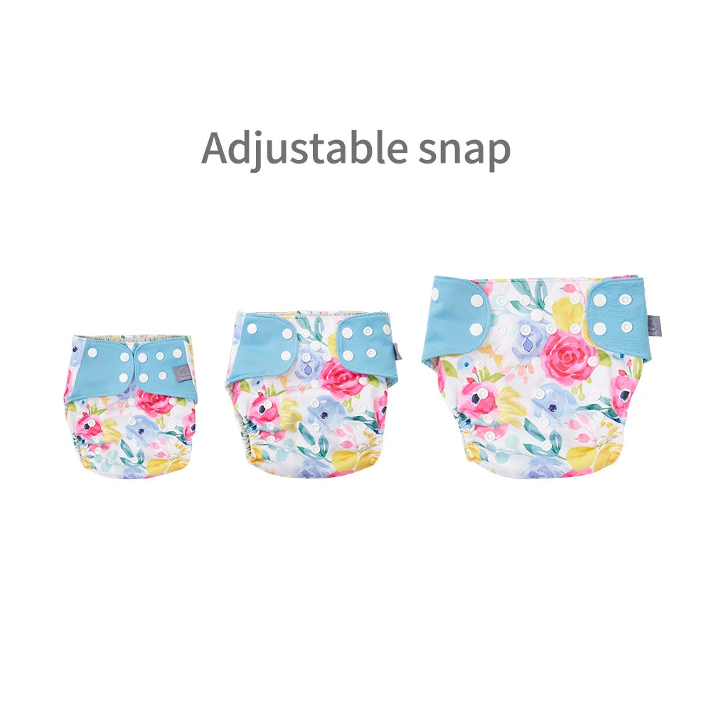 Elinfant Wholesale 4pcs/set Washable Baby Nappies Gray Mesh Cloth Diaper Adjustable & Reusable Pocket Diapers