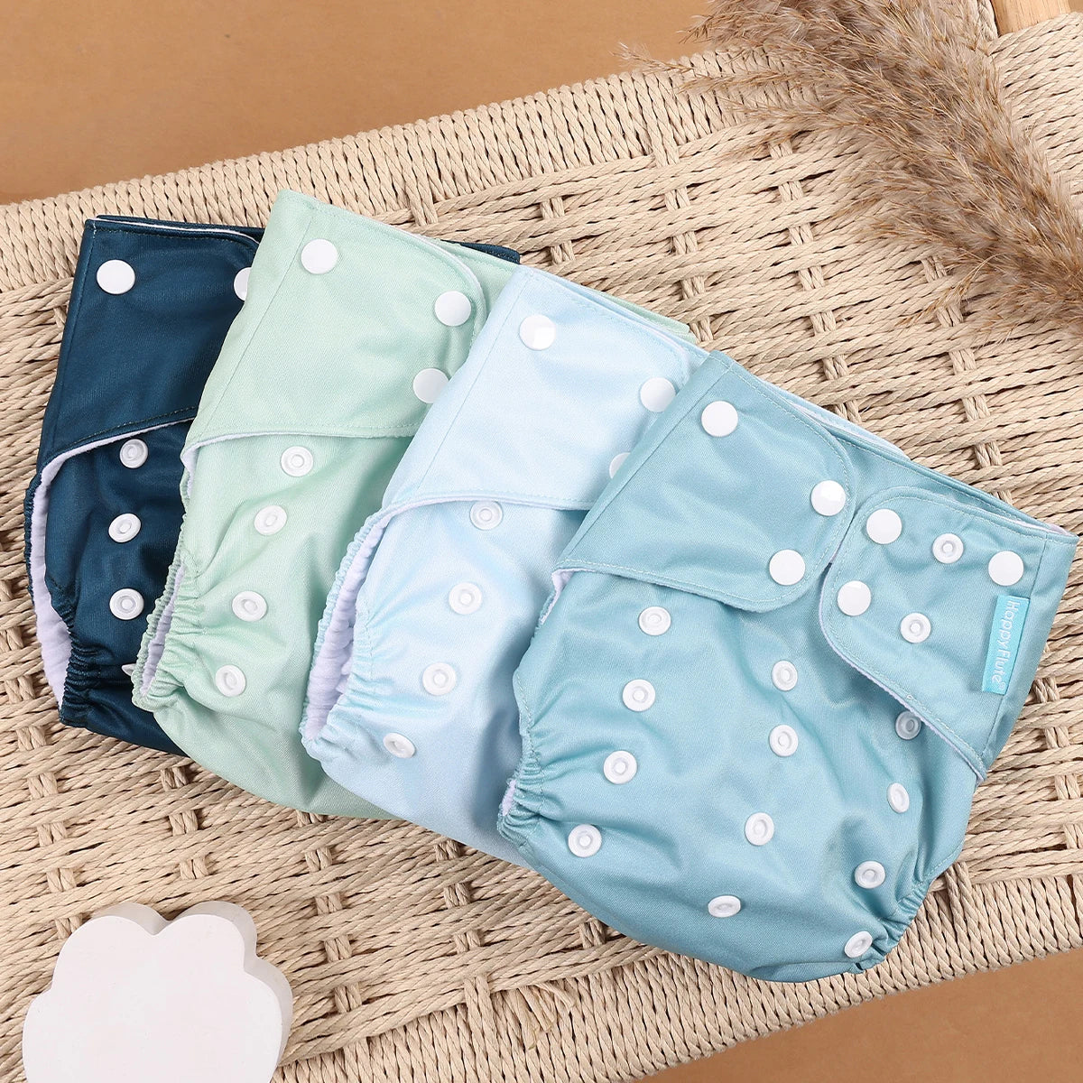 Happyflute 4pcs/Set Washable Eco-Friendly Cloth Diaper Cover Adjustable Nappy Reusable Cloth Diapers Cloth Nappy fit 3-15kg Baby