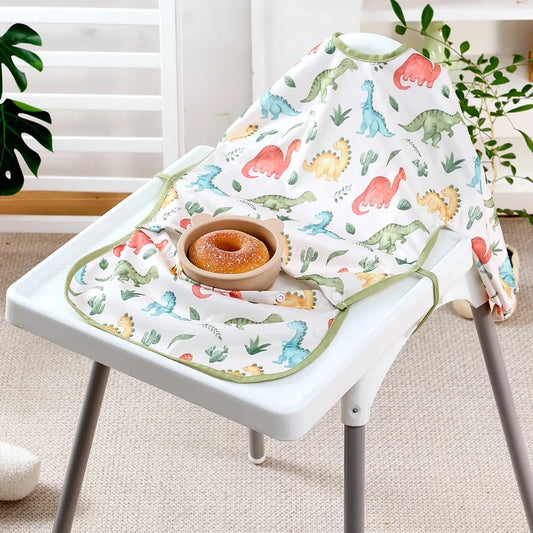 Breathable Baby Bib Waterproof Adjustable Straps Long Sleeve Weaning Bib Spill-Proof Machine Washable Baby Feeding Bibs