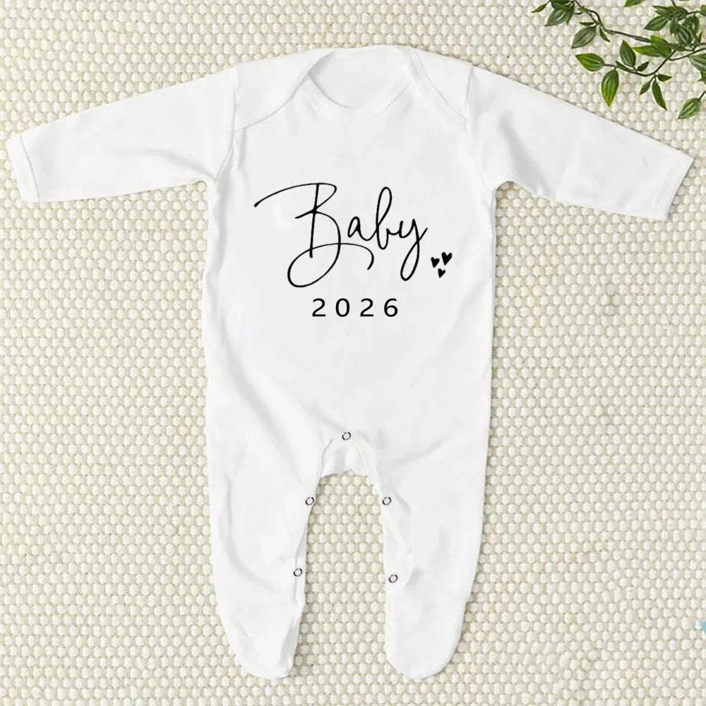 Comming Soon Baby 2026 Jumpsuit Baby Announcement Bodysuit Sleepsuit Newborn Hospital Coming Home Outfit Pregnancy Reveal Romper