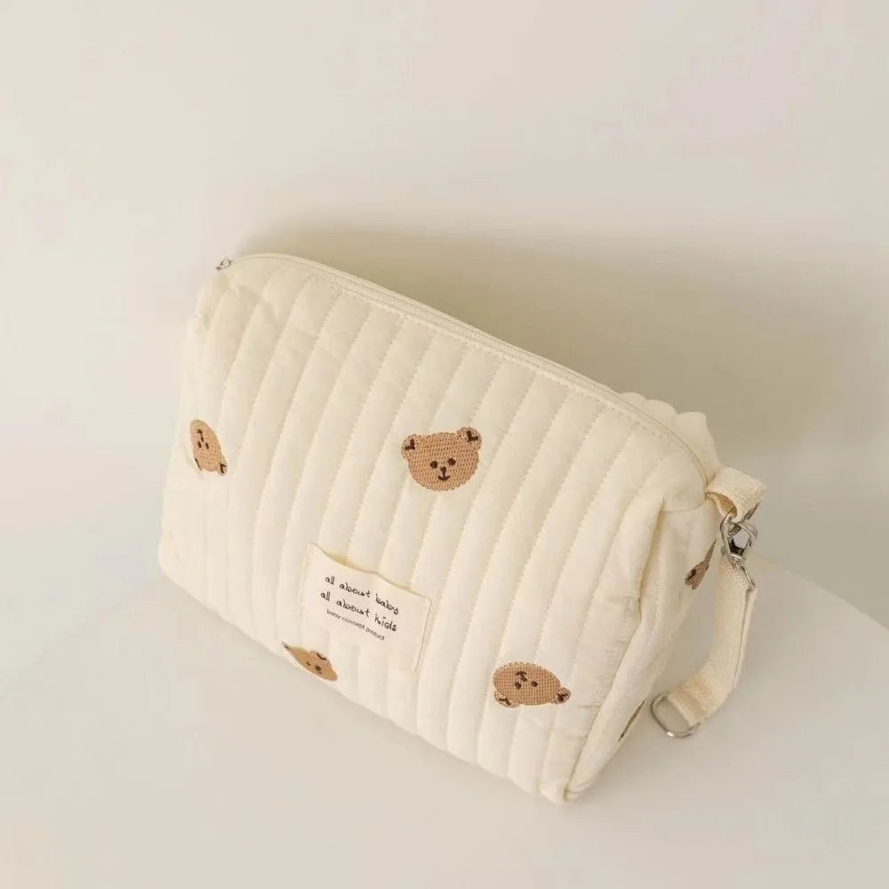 Cute Zipper Cotton Diaper Bag Embroidery Cute Print Baby Nappy Organizer Mommy Bag Newborn