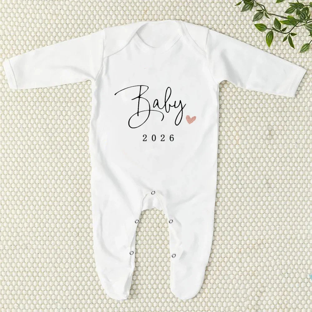 Comming Soon Baby 2026 Jumpsuit Baby Announcement Bodysuit Sleepsuit Newborn Hospital Coming Home Outfit Pregnancy Reveal Romper