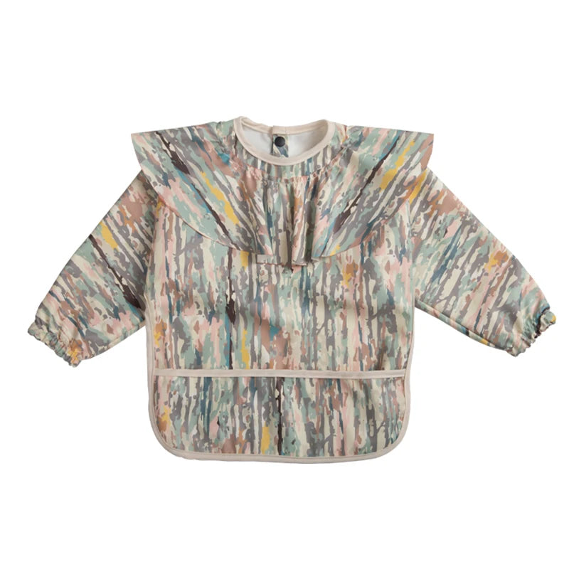 Baby Feeding Bibs Angel Wings Kids Waterproof Long Sleeve Art Smock Baby Stuff Anti-dirty Dinning Apron with Pocket for Newborn