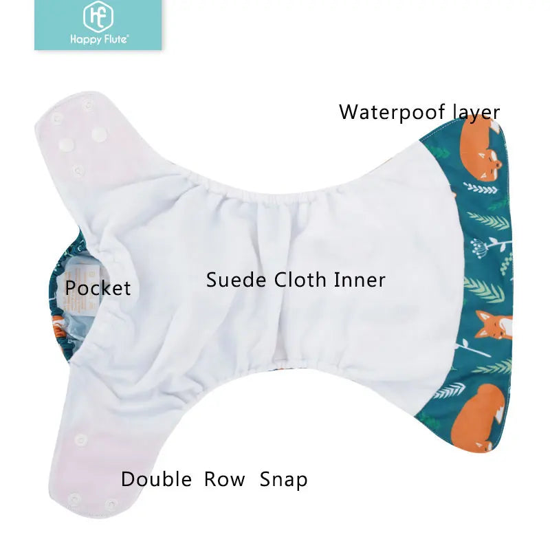 Happyflute 4pcs/Set Washable Eco-Friendly Cloth Diaper Cover Adjustable Nappy Reusable Cloth Diapers Cloth Nappy fit 3-15kg Baby