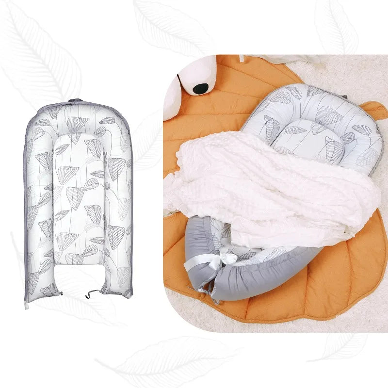 Portable Baby Nest 0-18 Months Detachable Anti-Rollover Bassinet with Cooling Mat Newborn Bed for Breastfeeding Sleep