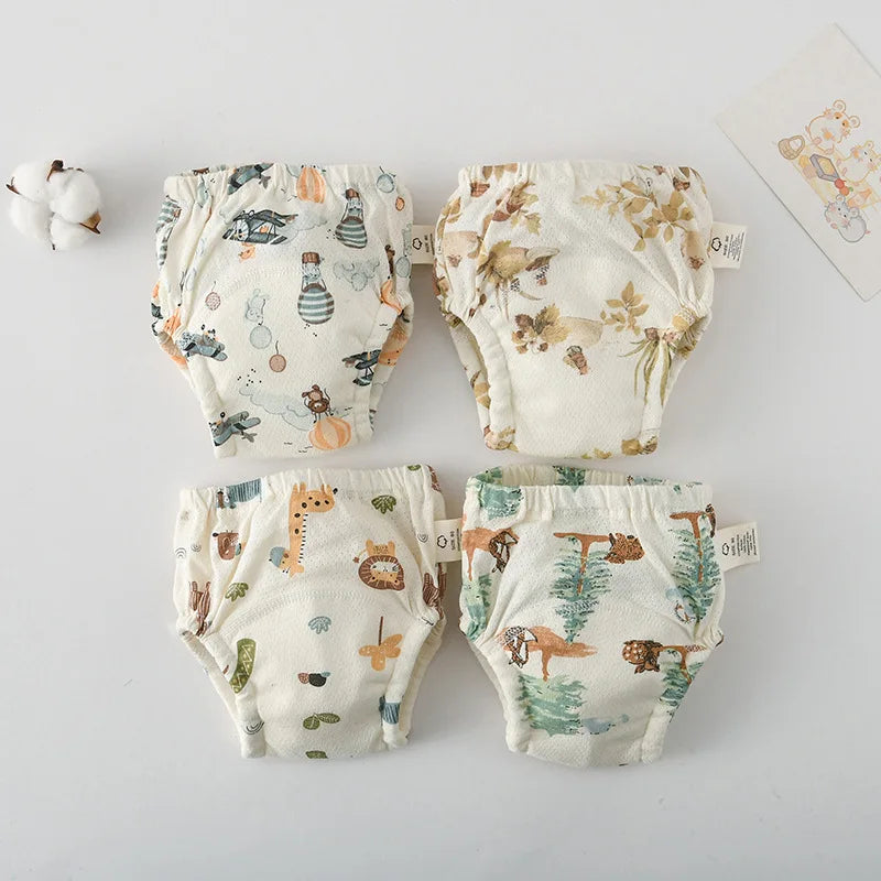 Soft Baby Waterproof Reusable Training Pants Cotton Gauze Baby Diaper Infant Shorts Nappies Panties Changing Underwear Cloth New