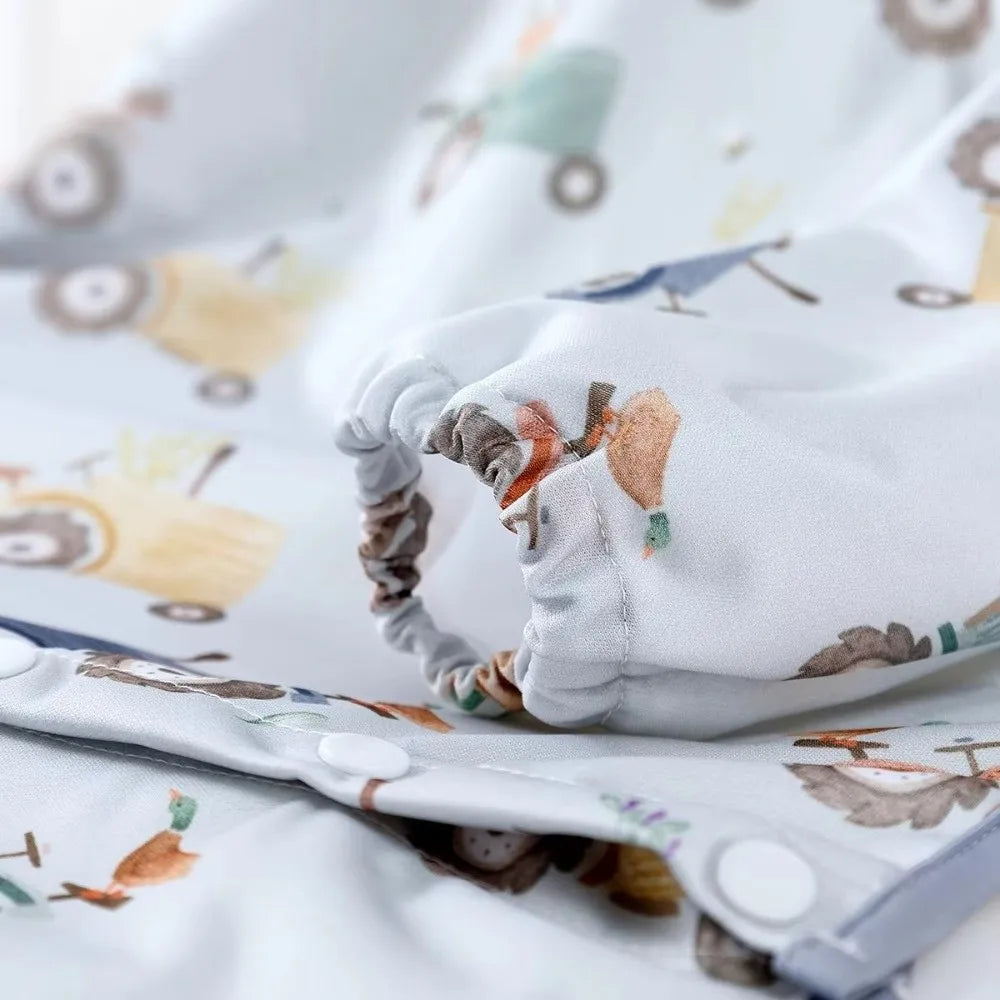 Breathable Baby Bib Waterproof Adjustable Straps Long Sleeve Weaning Bib Spill-Proof Machine Washable Baby Feeding Bibs