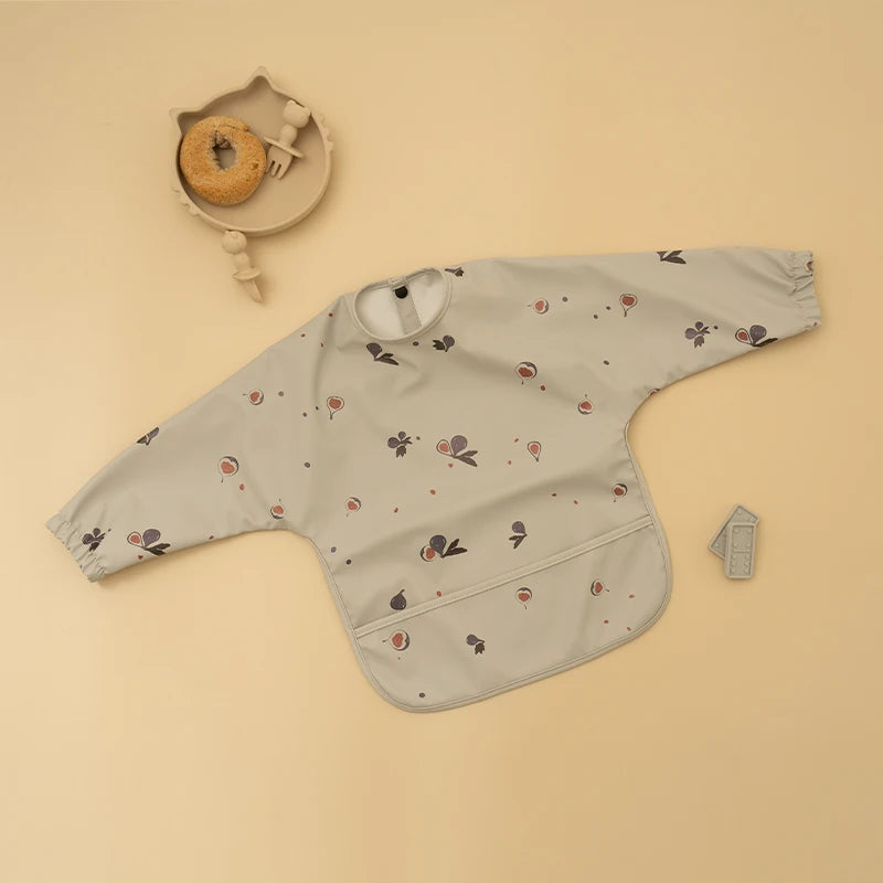 Baby Waterproof Feeding Bib Kid Long Sleeve Painting Art Smock for Little Boy Girl Adjustable Anti-dirty Child Meal Eating Apron