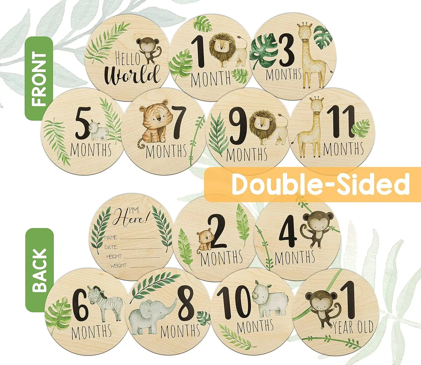 7PCS Newborn Photography Props Wooden Monthly Milestone Card Baby Shower Gift for Boys Girls Pregnancy Growth Announcement Cards
