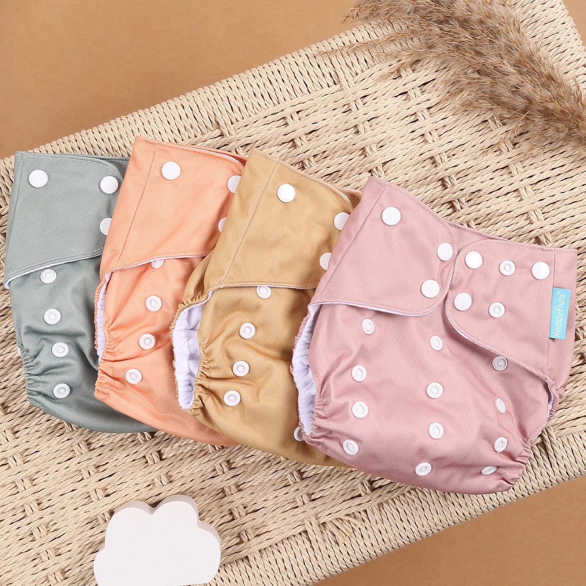 Happyflute 4pcs/Set Washable Eco-Friendly Cloth Diaper Cover Adjustable Nappy Reusable Cloth Diapers Cloth Nappy fit 3-15kg Baby