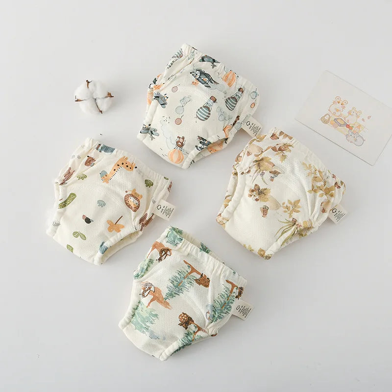 Soft Baby Waterproof Reusable Training Pants Cotton Gauze Baby Diaper Infant Shorts Nappies Panties Changing Underwear Cloth New