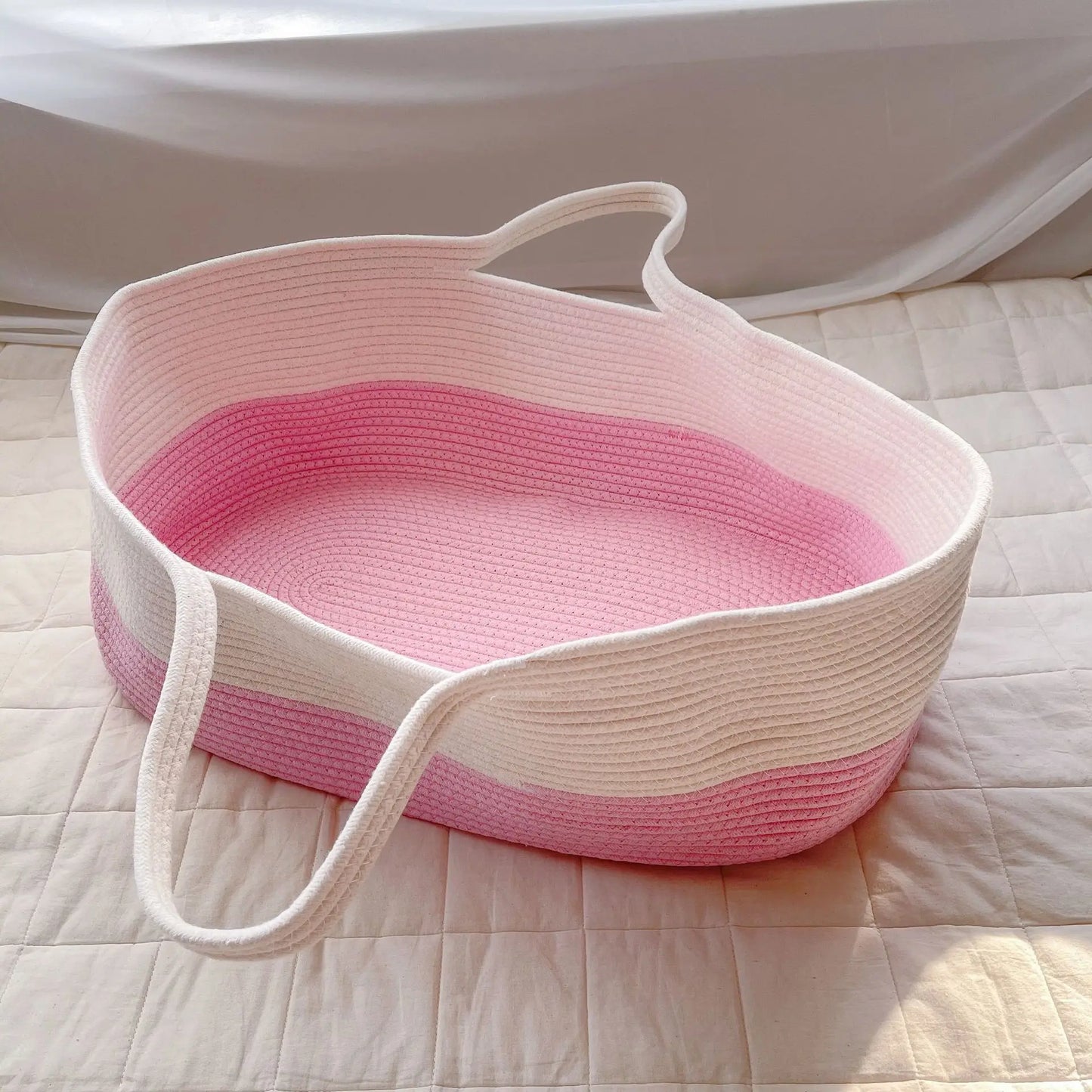 1PCS Baby Sleeping Cradle, Cotton Rope Woven Crib, Baby Diaper Storage Basket, Children's Room Decoration