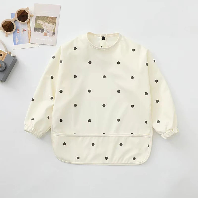 Infant Feeding Bibs Waterproof Long Sleeve Kids Apron with Pocket Toddler Burp Cloth Boys Girls Anti-dirty Art Smock Baby Stuff
