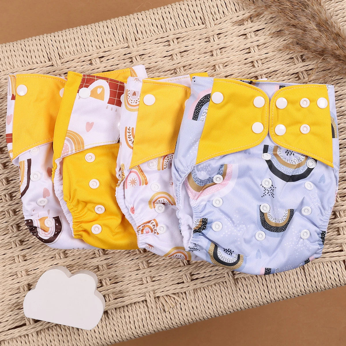 Happyflute 4pcs/Set Washable Eco-Friendly Cloth Diaper Cover Adjustable Nappy Reusable Cloth Diapers Cloth Nappy fit 3-15kg Baby