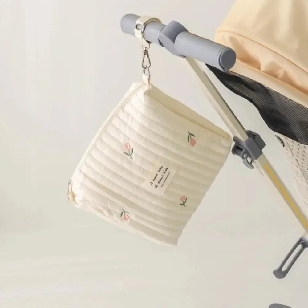 Cute Zipper Cotton Diaper Bag Embroidery Cute Print Baby Nappy Organizer Mommy Bag Newborn