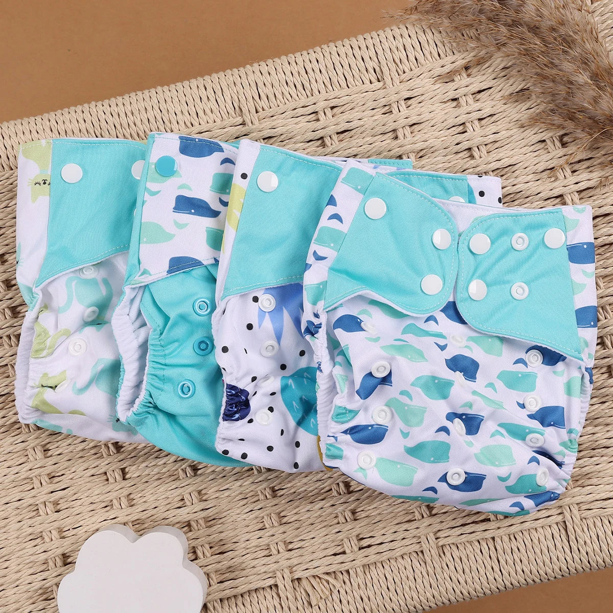Happyflute 4pcs/Set Washable Eco-Friendly Cloth Diaper Cover Adjustable Nappy Reusable Cloth Diapers Cloth Nappy fit 3-15kg Baby
