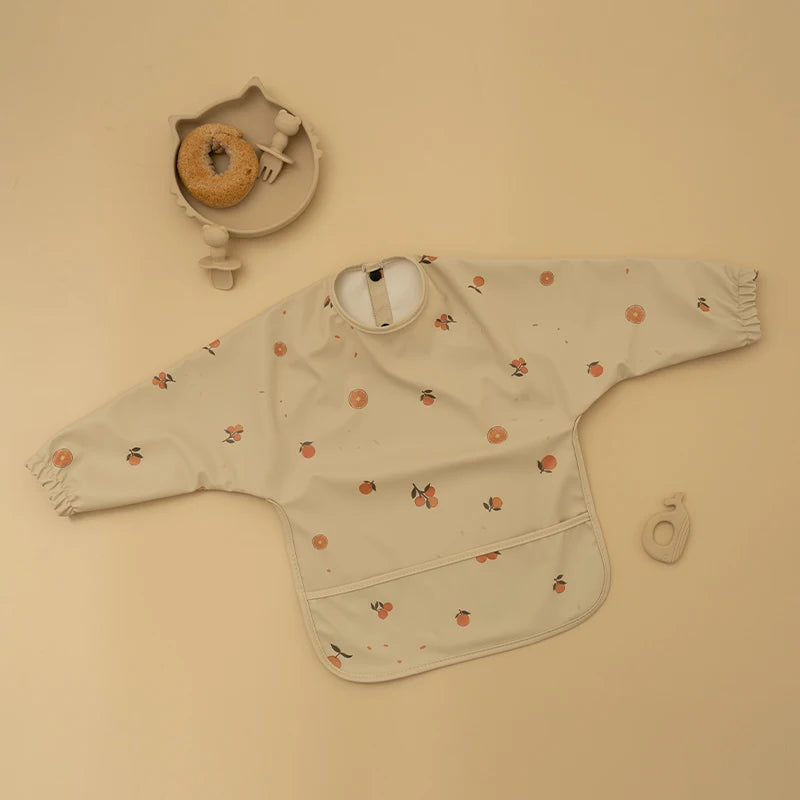 Baby Waterproof Feeding Bib Kid Long Sleeve Painting Art Smock for Little Boy Girl Adjustable Anti-dirty Child Meal Eating Apron