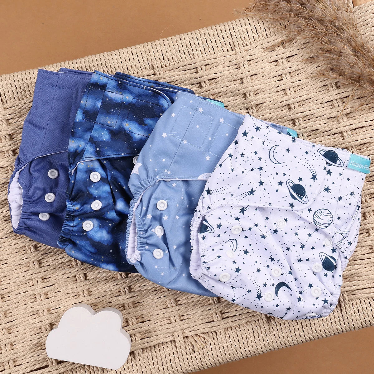 Happyflute 4pcs/Set Washable Eco-Friendly Cloth Diaper Cover Adjustable Nappy Reusable Cloth Diapers Cloth Nappy fit 3-15kg Baby