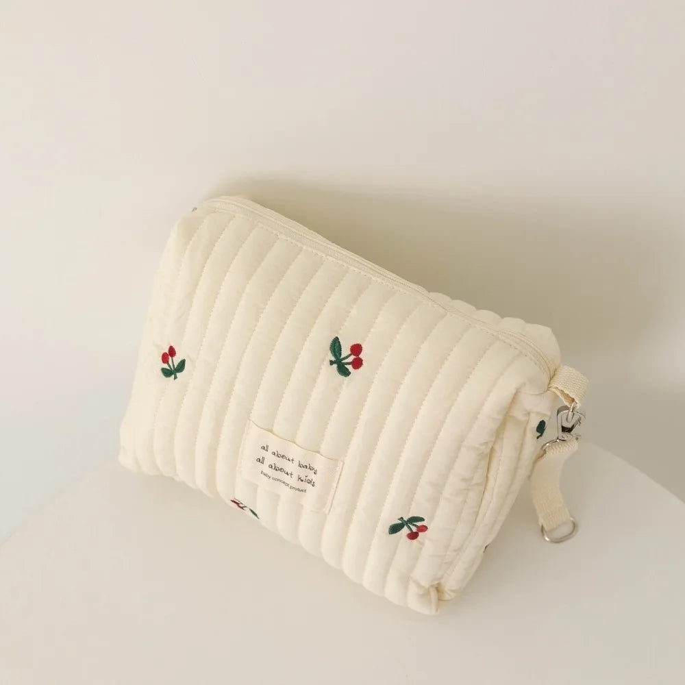 Cute Zipper Cotton Diaper Bag Embroidery Cute Print Baby Nappy Organizer Mommy Bag Newborn