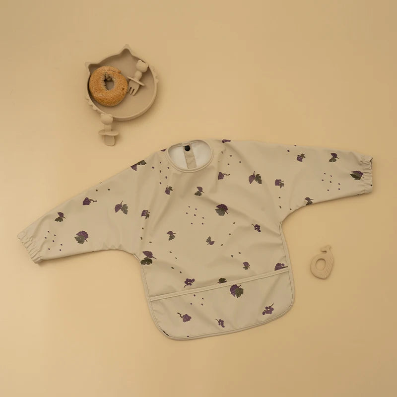 Baby Waterproof Feeding Bib Kid Long Sleeve Painting Art Smock for Little Boy Girl Adjustable Anti-dirty Child Meal Eating Apron
