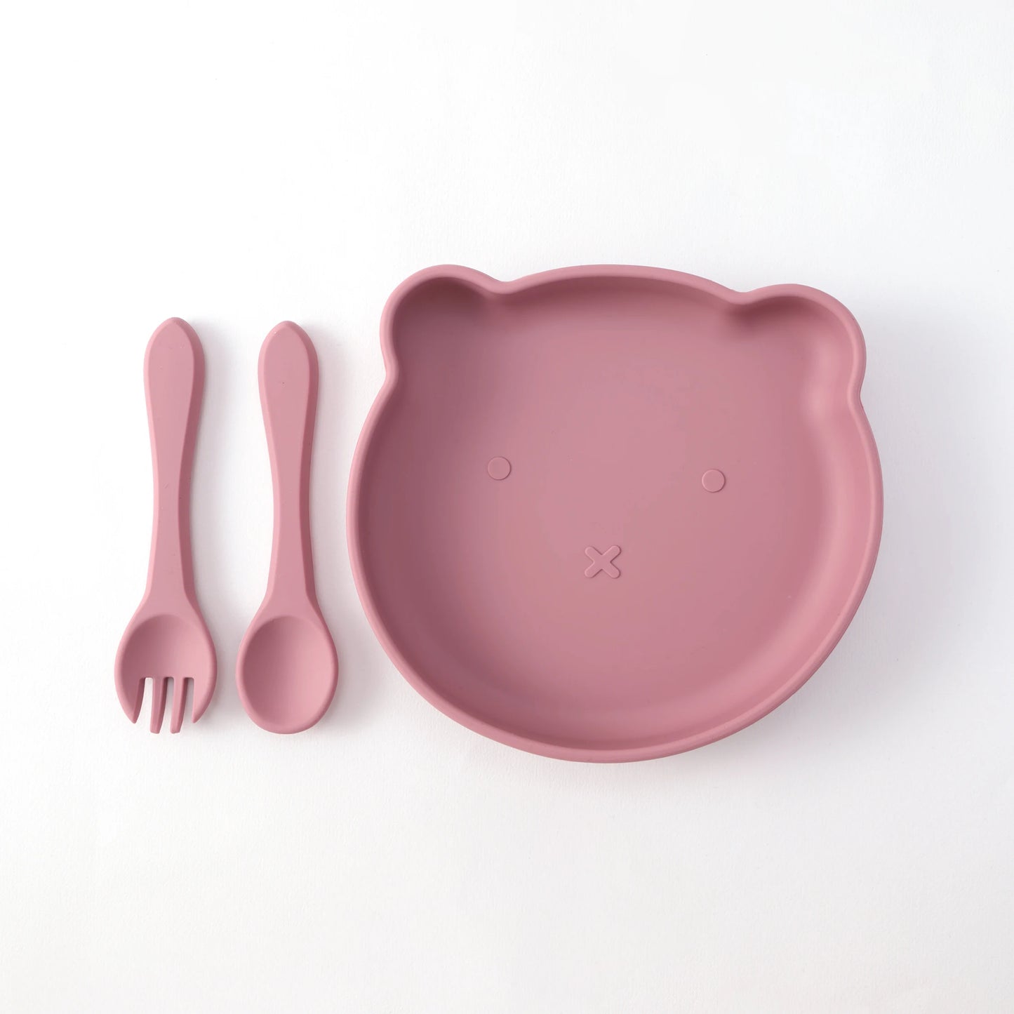 3PCS Bear Silicone Baby Suction Bowls Plates Set With Spoon Fork Self Feeding Weaning Tableware BPA Free Kids Mealtime