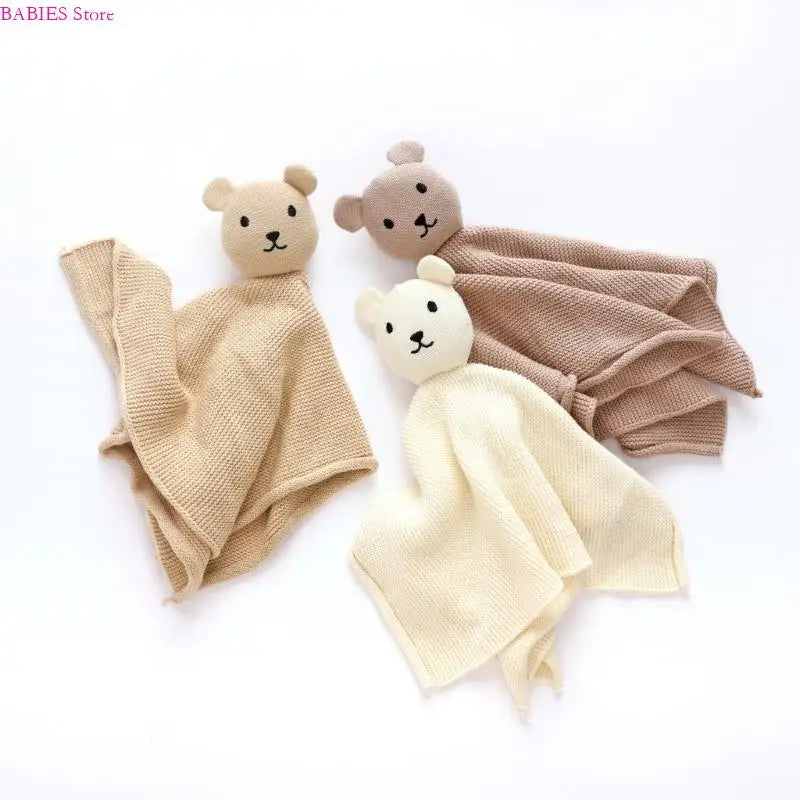 C9GB Bear Pattern Snuggle Toy for Newborns Infant Toddlers Boy Girl Baby Soft Sleeping Dolls Cotton Soothe Appease Towel