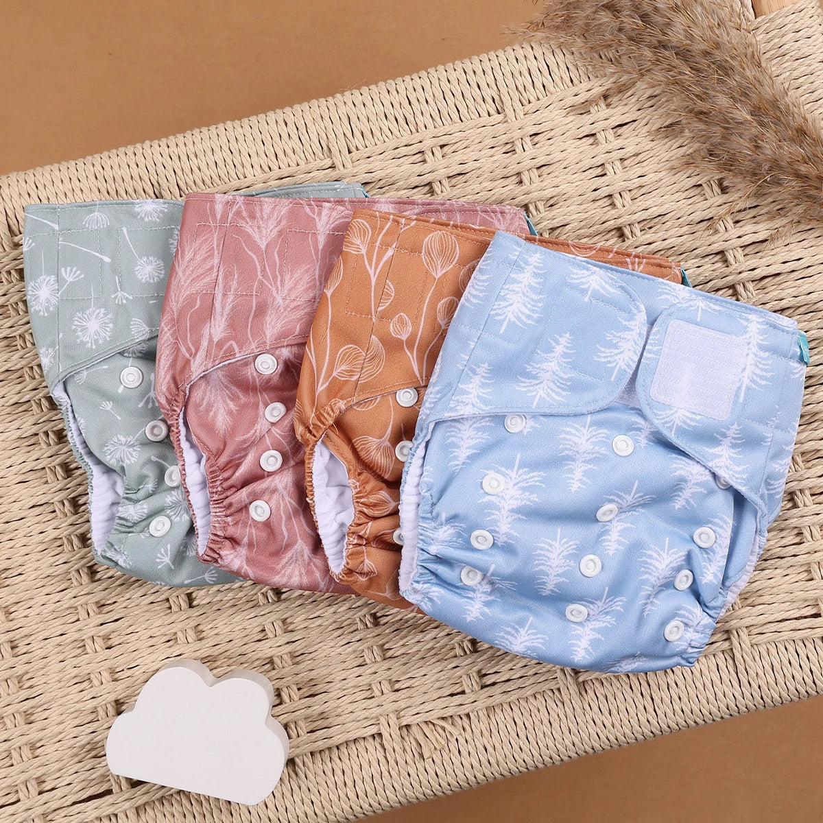 Happyflute 4pcs/Set Washable Eco-Friendly Cloth Diaper Cover Adjustable Nappy Reusable Cloth Diapers Cloth Nappy fit 3-15kg Baby