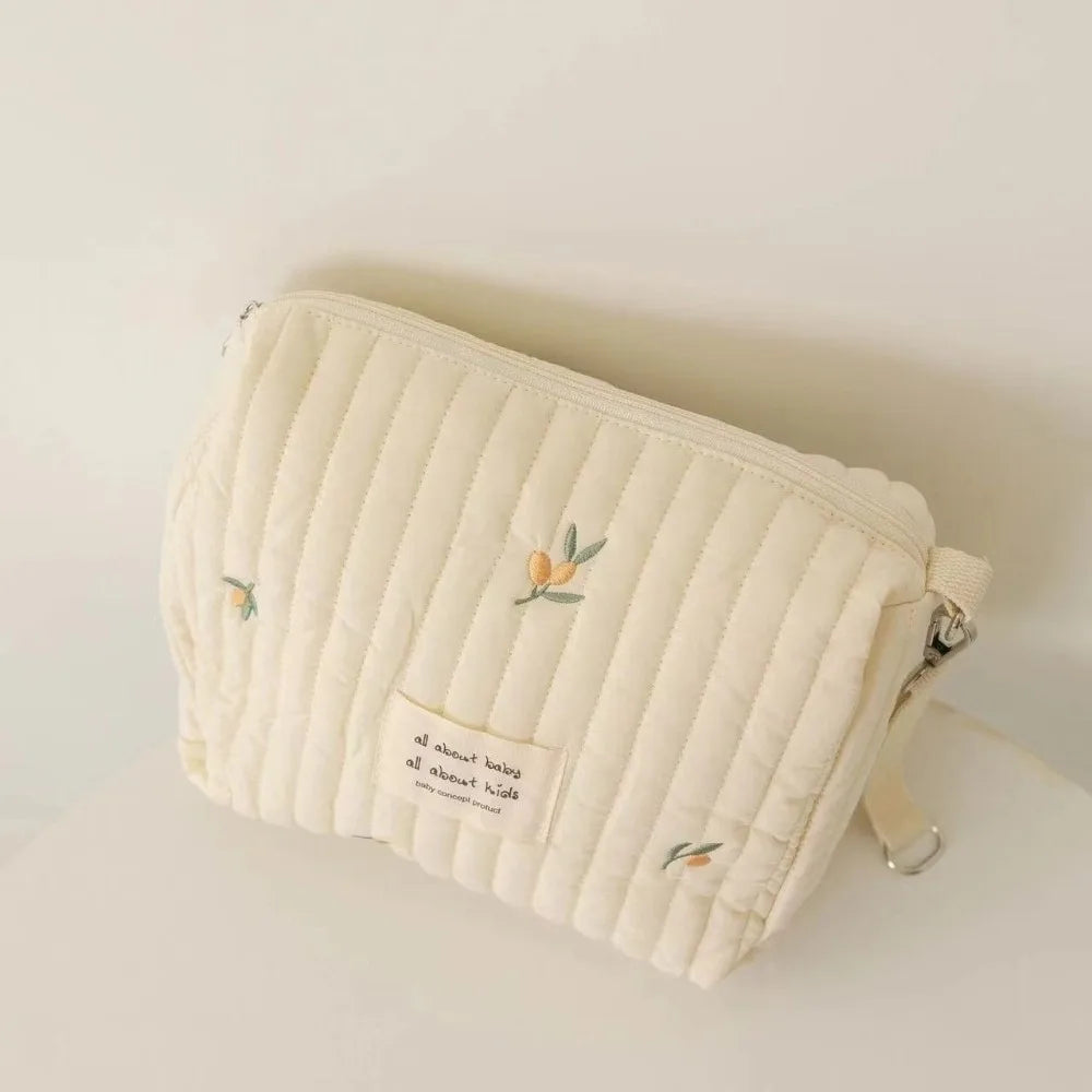 Cute Zipper Cotton Diaper Bag Embroidery Cute Print Baby Nappy Organizer Mommy Bag Newborn