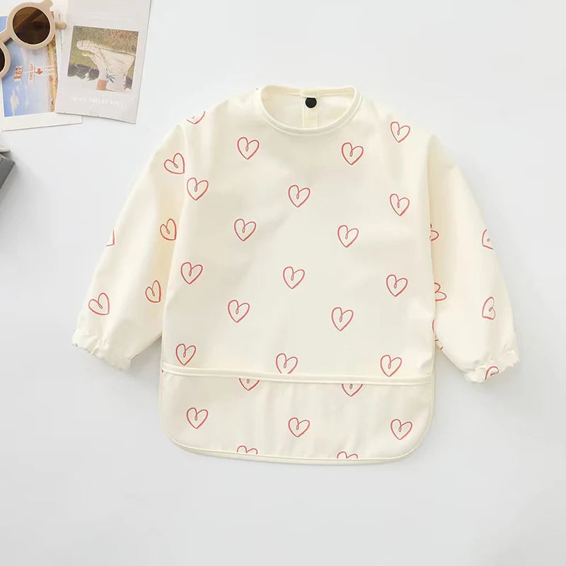 Infant Feeding Bibs Waterproof Long Sleeve Kids Apron with Pocket Toddler Burp Cloth Boys Girls Anti-dirty Art Smock Baby Stuff