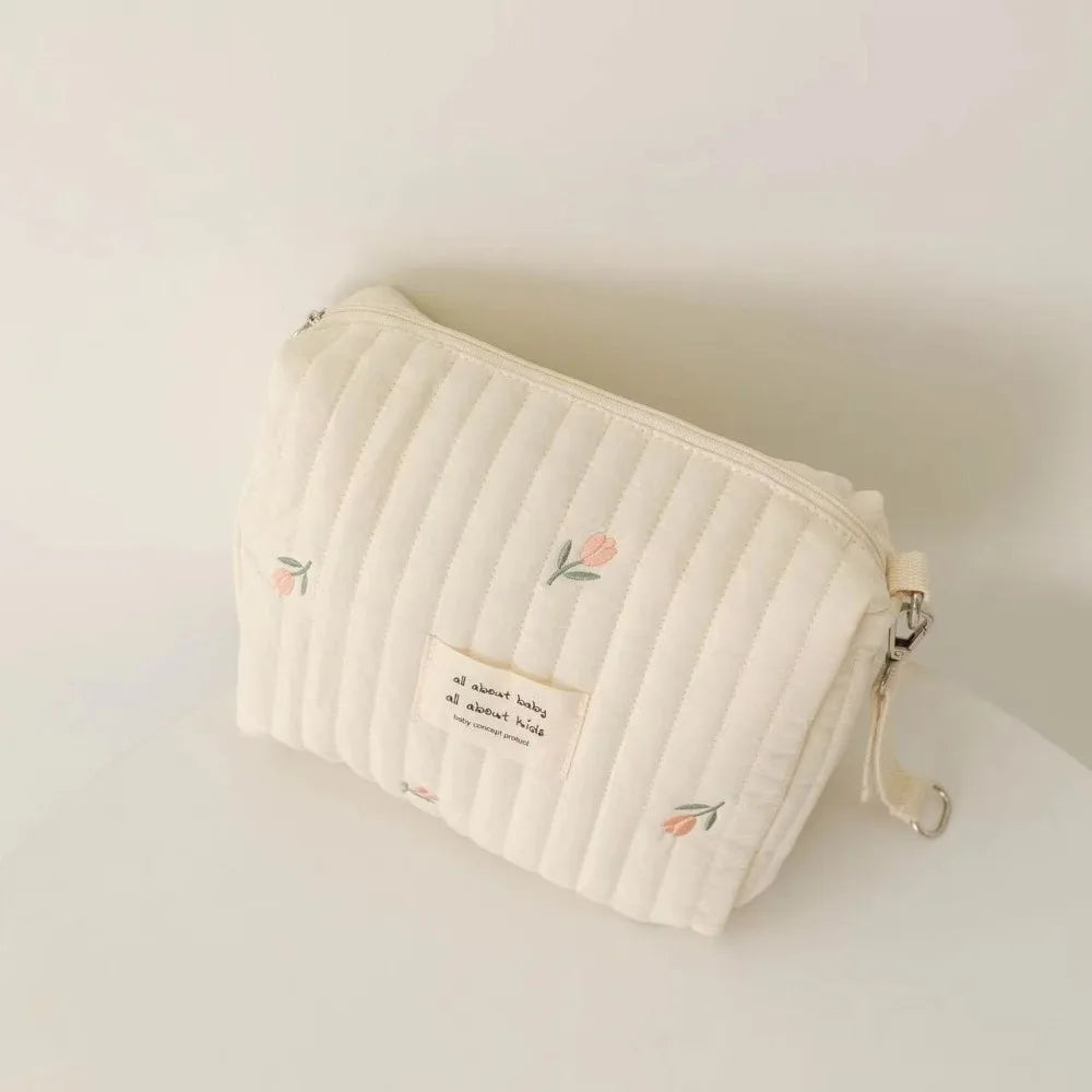 Cute Zipper Cotton Diaper Bag Embroidery Cute Print Baby Nappy Organizer Mommy Bag Newborn