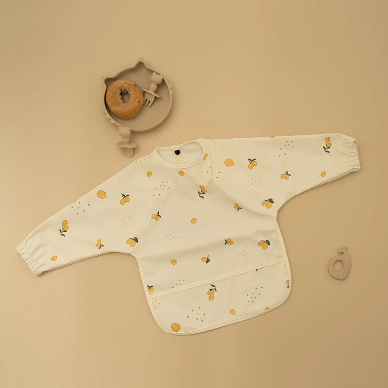 Baby Waterproof Feeding Bib Kid Long Sleeve Painting Art Smock for Little Boy Girl Adjustable Anti-dirty Child Meal Eating Apron